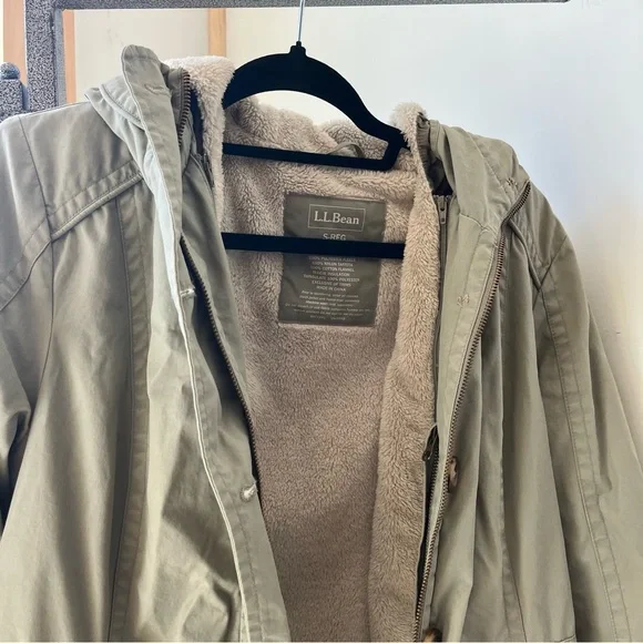 L.L. Bean Olive Hooded Coat - Picture 2 of 9